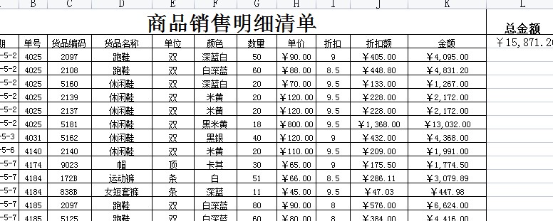 销售清单模板(Excel版)