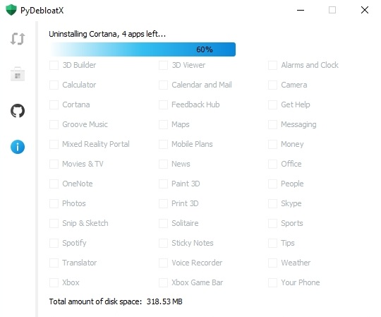 PyDebloatX(卸载win10默认应用)